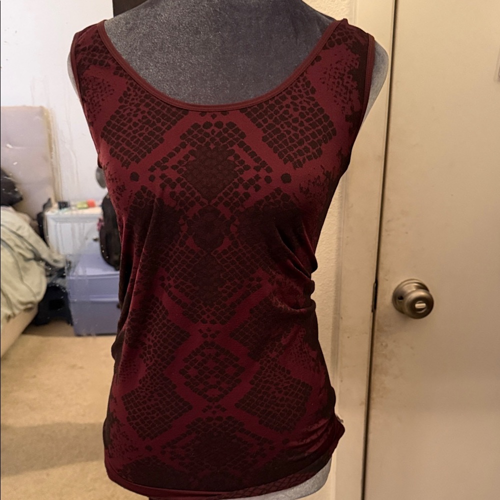 Rock & Republic Women's Burgundy Patterned Tank Top, Smal